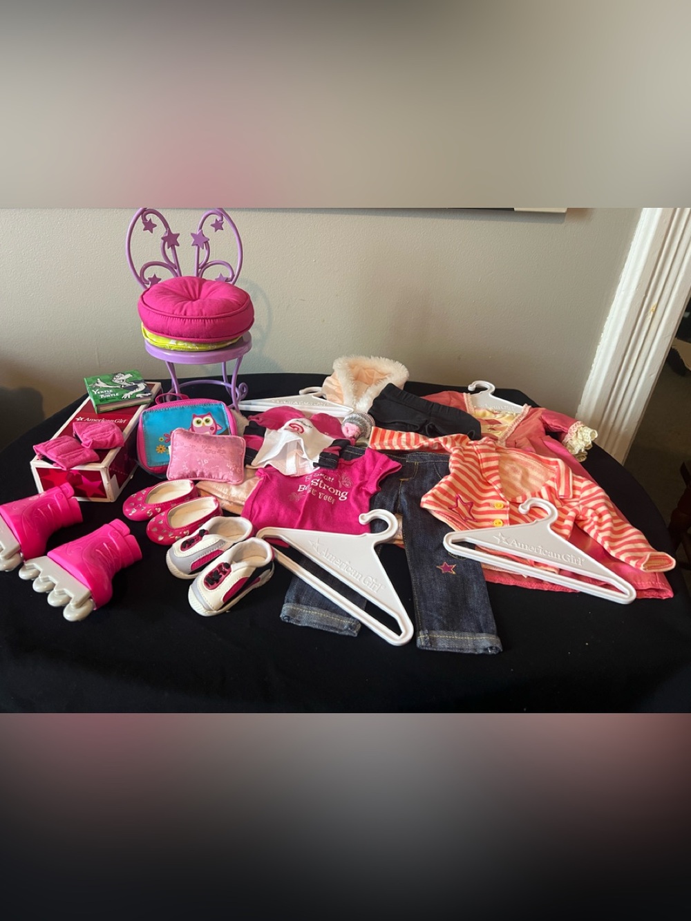 American Girl Hot Pink and Purple Outfit & Accessory Lot new sf